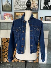 LEI Jr M Dark Wash Vtg 100 Cotton Denim Trucker Jacket Cropped B36 L18.2 SL23