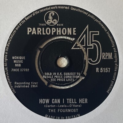 [CARTER / LEWIS] FOURMOST ~ HOW CAN I TELL HER ~ 1964 UK VINYL 7'' SINGLE