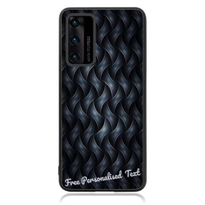 Personalised Text Back Case For Huawei Phone Series - Black Weave Print Pattern