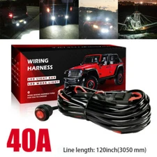 Wiring Harness 1-Lead Kit Rocker Switch Relay Fuse For LED Light Bar ON/OFF 12V