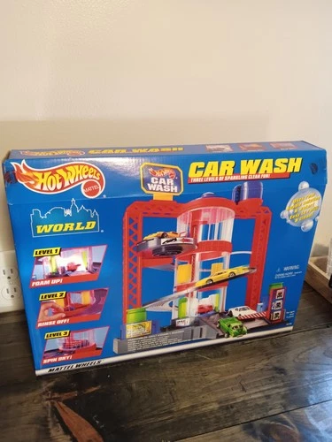NEW NIB RARE 1996 Vintage Hot Wheels Car Wash Play Set Mattel SEALED GREAT SHAPE