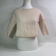 MaxMara Weekend Luxe Cream Cashmere Sweater Soft, Ribbed, Cropped Style, Size