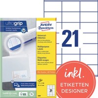2 Bis 40X Avery Zweckform Universal-Etiketten, 70 X 41 Mm, Weiß Spare Bis Zu 12%