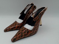 Strappy Brown High Heel Shoes With Gold Buckle