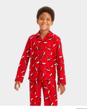 Cat and Jack Boys 5t Santa Hat DesignTwo Piece Pajama Set Christmas Holiday NWOT