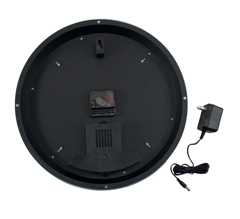 Relógio de parede C5 Corvette branco e cromado com logotipo de bandeiras cruzadas e luz de neon vermelha - Imagem 2 de 2