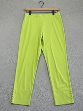 IC by Connie K Pants Womens Size M Lime Button Detail Crop Pull On Stretch EXC