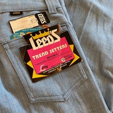 Deadstock 1970s Vintage LEEDS Kids Denim Flares Retro Light Wash Jeans