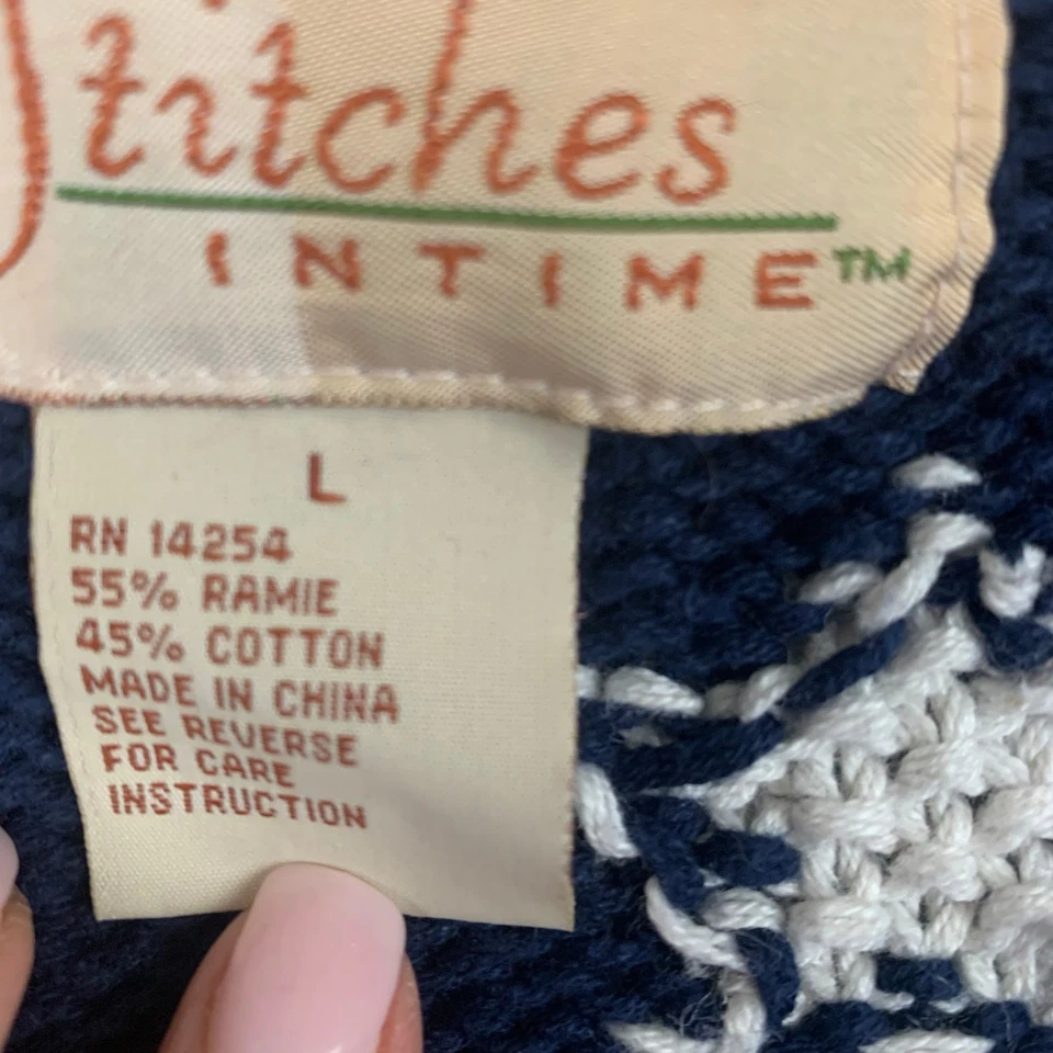 Vtg Stitches In Time USA Cardigan Sweater Womens Large Red White Blue Patriotic - Image 4 of 4