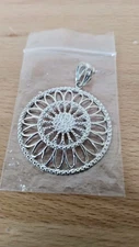 Milor Italy Sterling Silver Sunburst Pendant 925 Large Round Openwork