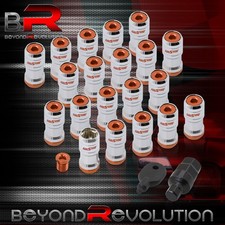 Godsnow Jdm Vip Lug Nut Set M12 X 1.25mm Chrome Body Orange Trim 20 Pieces Key