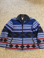 Pendleton Western Wear Aztec Wool/Leather Jacket Made In USA Womens Size Medium