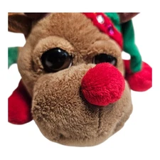 Goffa Intl Christmas Moose Stuffed Animal Plush 11" Length Big Eyes CLEAN