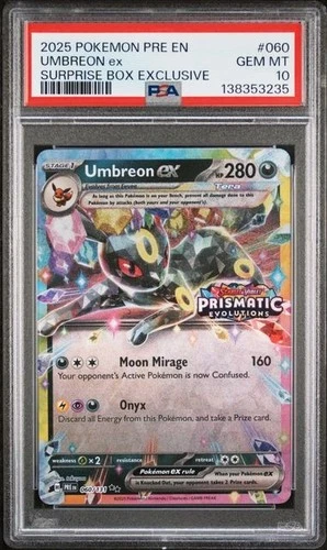 2025 Pokemon Umbreon Ex Surprise Box 060/131 Prismatic Evolutions Stamp - PSA 10