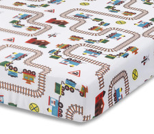 Baby Boy Fitted Crib Sheet Choo Train, 52x28x8 Inch Pack of 1 , Trains