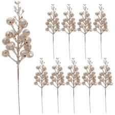 10 Pcs Artificial Berry Branches Glitter Fake Berry Stems for Xmas Tree Decor