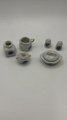 Vintage Doll House Mini Kitchen Porcelain Set of 8 Tableware Miniature Items