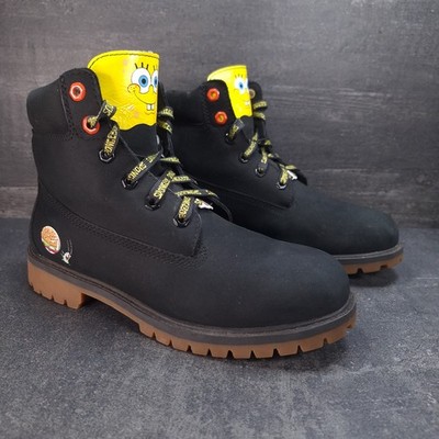 Timberland X SpongeBob 6' Inch Premium WP Boots Mens  Boys size 7 Black TB0A256R