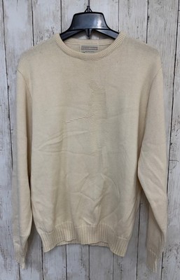 Lord Jeff Mens Golf Sweater Size L Vintage Cream Golfer Knit Pullover Cotton