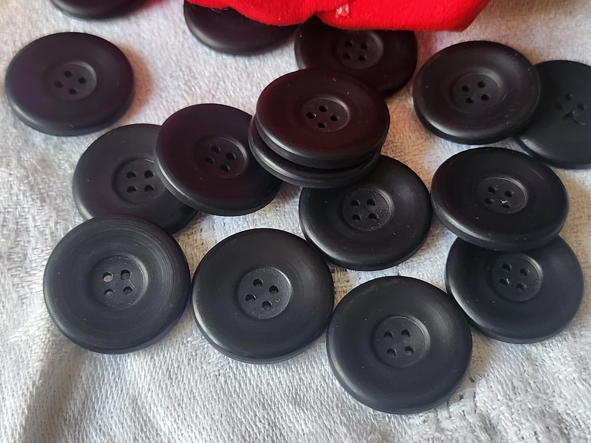Lot De 6 Boutons Vintage Noir à Pied Travaillé - Diamètre 2cm - Réf 1608 - Occasion