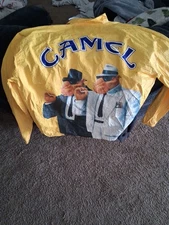 Joe Camel 1992 Tyvek Zip-Up Windbreaker Jacket Yellow, Lightweight, XL