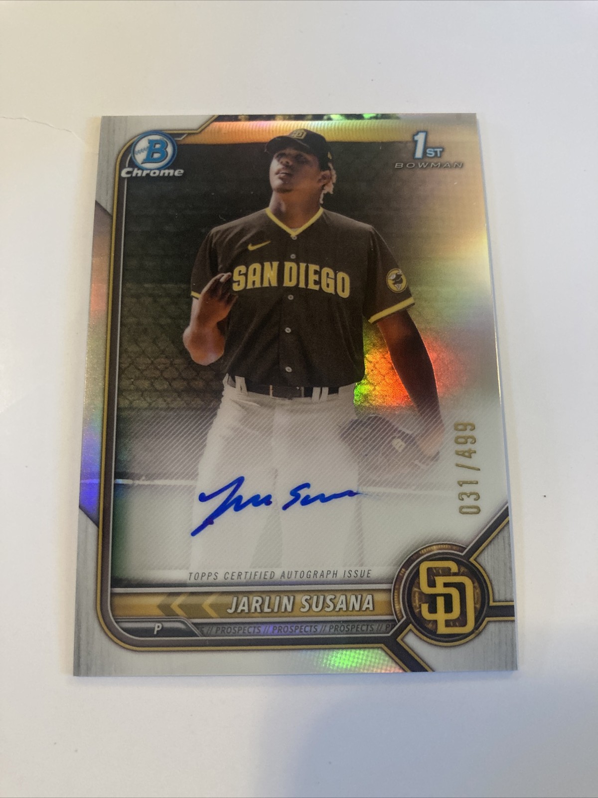 2022 Bowman Chrome Prospect Auto Refractor /499 Jarlin Susana #CPA-JSA Rookie RC