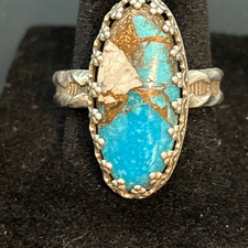 Turquoise and Silver Ring, size 9, NEW, Handmade
