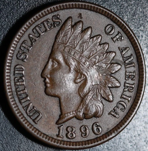 1896 INDIAN HEAD CENT - With LIBERTY & Near 4 DIAMONDS - AU UNC
