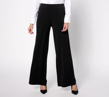 Susan Graver Regular Modern Essentials Liquid Knit Wide Leg Pants Black 3X New