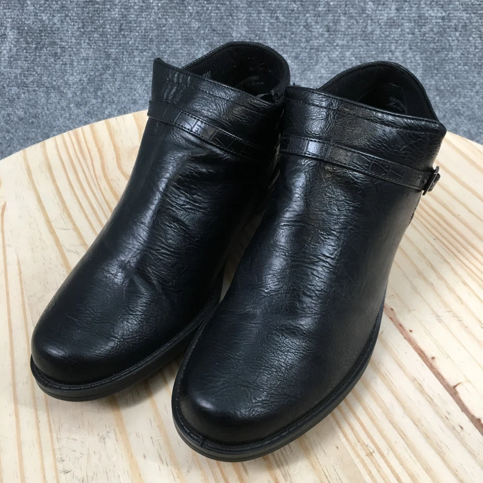 Botas Easy Street Mujer 9 Botines Anchos Negro Imitación Cuero Cremallera Hebilla Foto 3 de 4