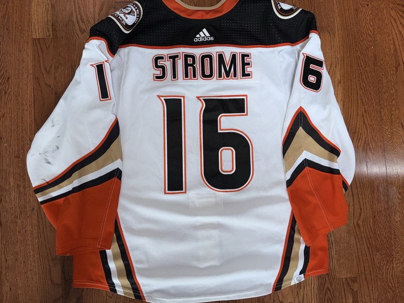Anaheim Ducks Game Used Jersey Ryan Strome White Set 1 2022-23 Season 