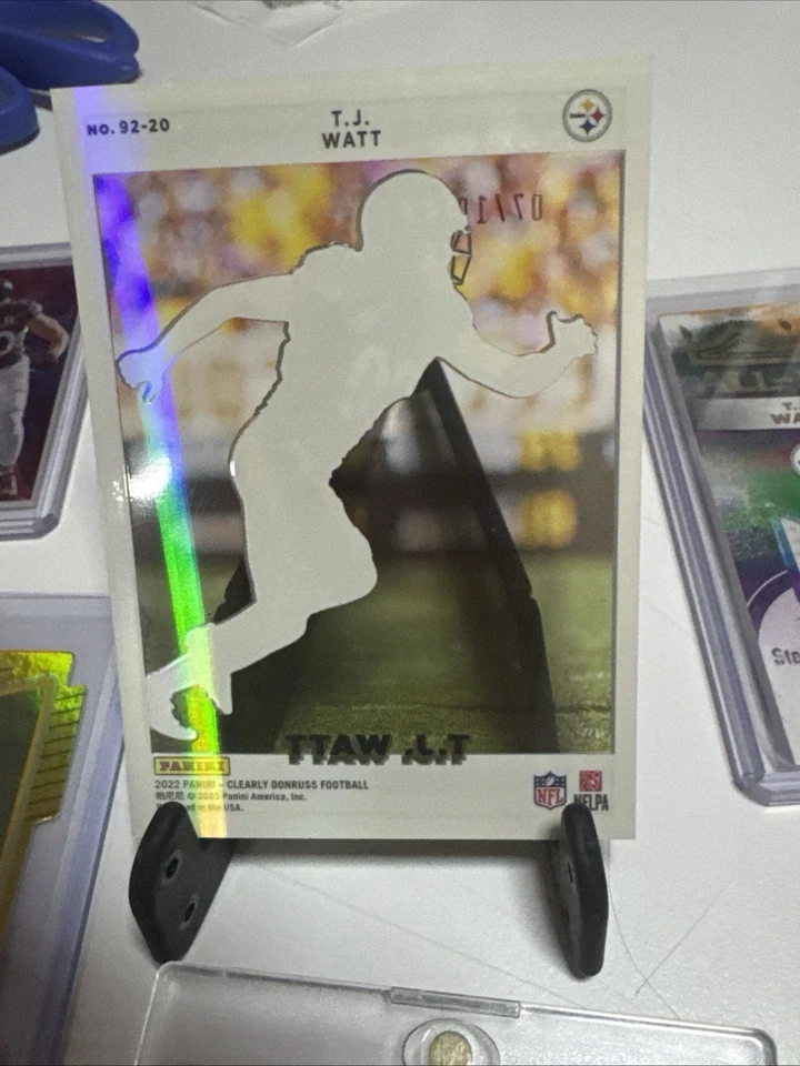 T.J. WATT 2022 CLEARLY DONRUSS '92 DONRUSS ACETATE PARALLEL! /10! STEELERS! - Image 4 of 4
