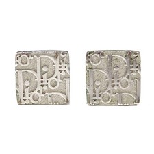 Christian Dior Sliver Plated Logo Square Earrings F105