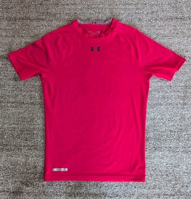 Under Armour Compression Shirt Mens Large Red Short Sleeve Heat Gear Pre-Owned 