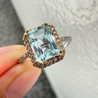 925 Sterling Silver Ring Blue 8x6mm Natural Topaz Gemstone Zircon Bridal Jewelry — photo 8