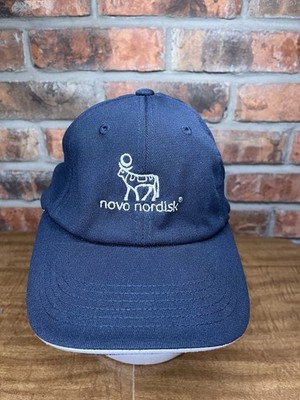 Novo Nordisk Pharmaceutical Embroidered Bull Logo Navy Blue Strapback Hat