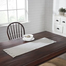Kaila Ticking Stripe Ruffled Runner 12x36 VHC Brands