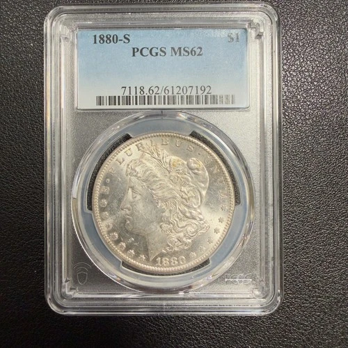 1880-S Morgan Silver Dollar PCGS MS62, minor Toning