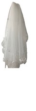 White Flower Bride Veil Short Bridal Flower Pearl Veil with Hair Comb