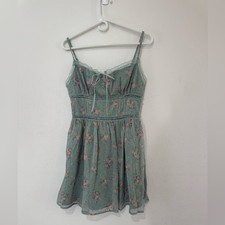 Lulu's Flirty Dreamers Floral Sage Green Lace Dress Sz M NWT
