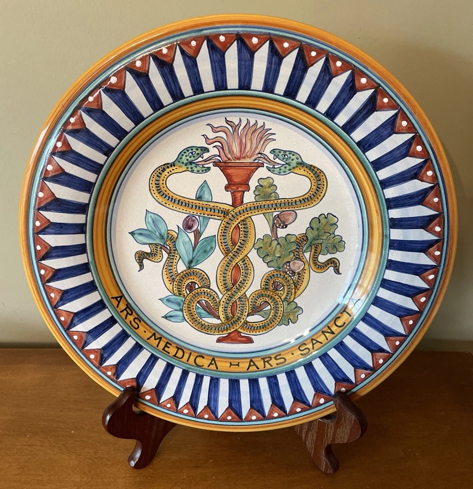 De colección Vietri ARS Medica Colgante Cerámica 12” Plato Pesado Hecho en Italia 1999 Foto 4 de 4