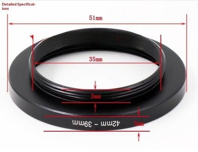 M42 42mm Female to M39 39mm Male M42-M39 Thread Adapter Ring 5mm in Thickness