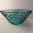 Vintage Aquamarine Anchor Hocking Soreno Large Glass Bowl Bark Design 11.5” MCM