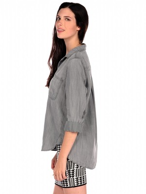 トップス stone  NEW CLOTH & STONE SzS BUTTON DOWN 3/4 SLEEVE SHIRTH MEDIUM GREY | eBay