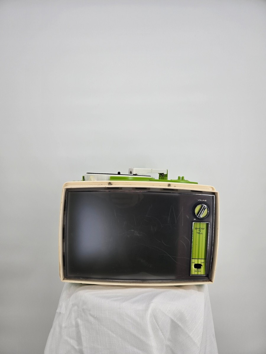 1964 GE Show n Tell Phono Viewer Green Record Player & 40 stories