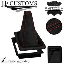 D ROT  NAHT LEDER DECKEL SCHALTSACK+RAHMEN F?R RENAULT CLIO MK1 90-97