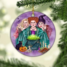 Hocus Pocus Witches Sanderson Sisters Lovers Christmas Circle Ornament