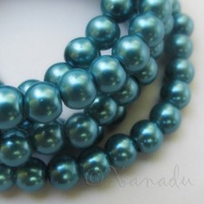 Teal 6mm Round Wholesale Glass Pearl Beads G0100 - 75, 150 Or 300PCs