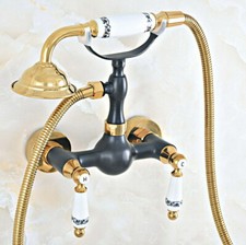 Black Gold Brass Bathroom Handheld Spray Shower Faucet Set Mixer Tap 2na426