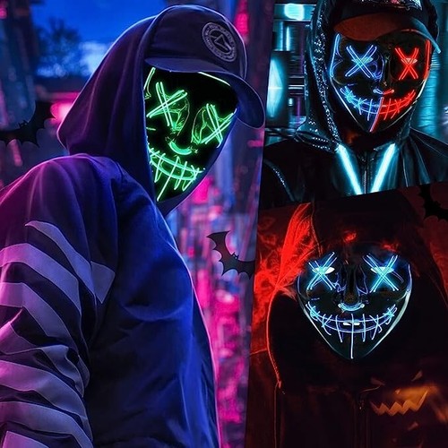 Maschera Halloween LED Purge Maschera per Festival Halloween Festa Spaventosa,Costume Cosplay - Foto 5 di 6